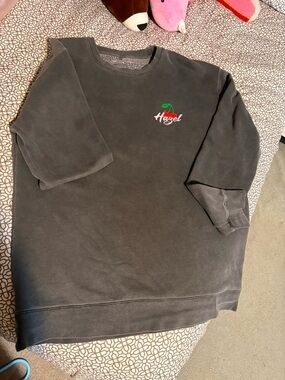 Hazel Charcoal Crewneck Sweatshirt with Cherry Motif